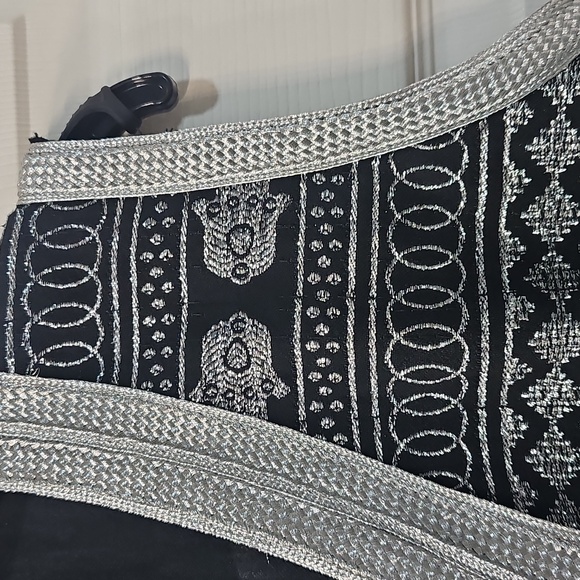 Vintage Rare Ornate Hamsa Metallic Thread Black Tunic Dress Small/Med - Picture 15 of 17